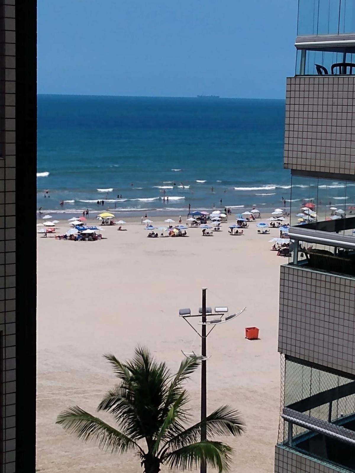 Apto Praia Grande Frente Ao Mar Vista P Praia Kitao Pe Na Areia Guilhermina Extérieur photo